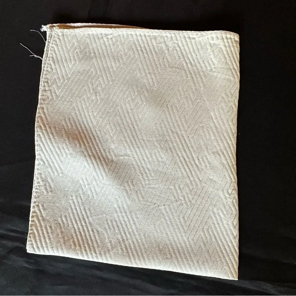 Vintage Bird Motif Embroidered Cream Silk Napkin
